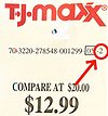 TJ Maxx price tag
